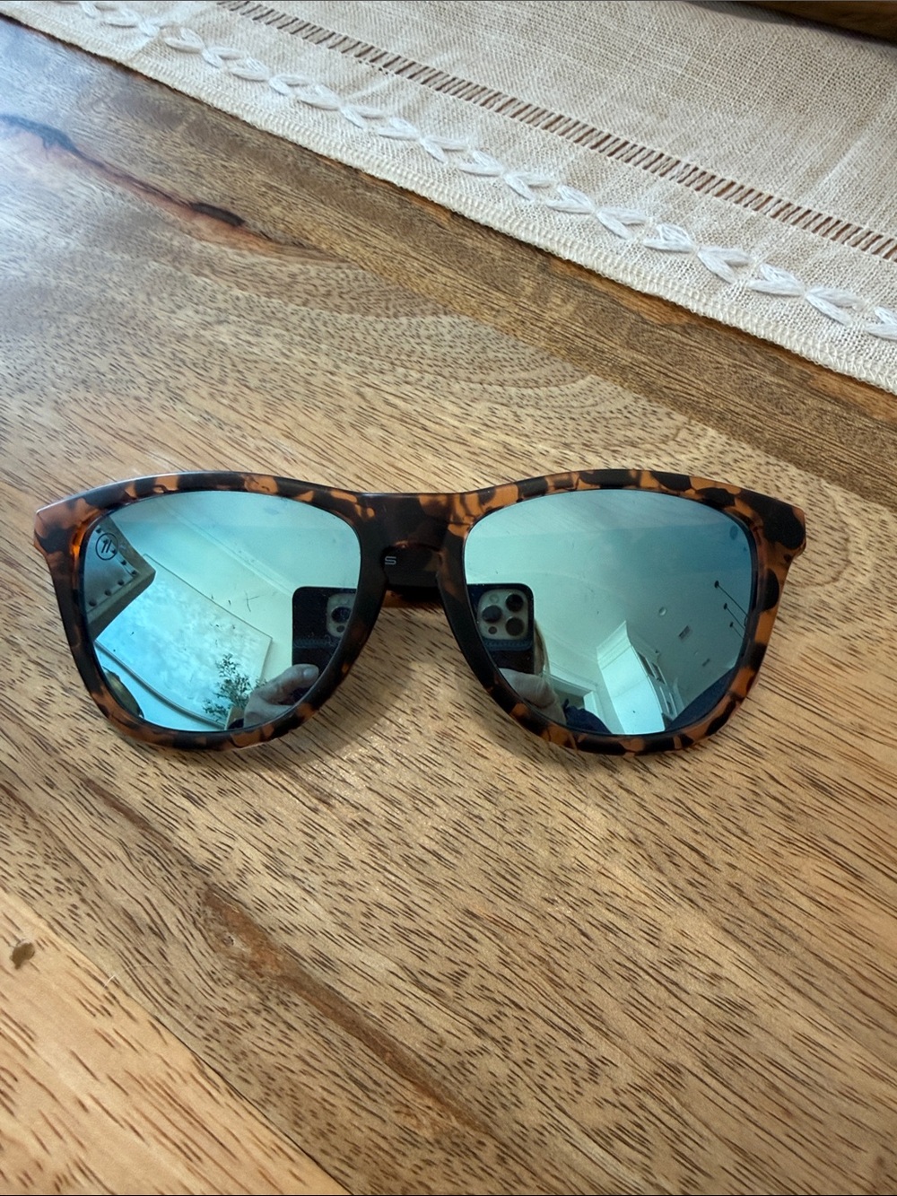 Tortoise Frame Women's Sunglasses with Blue Mirror Lenses